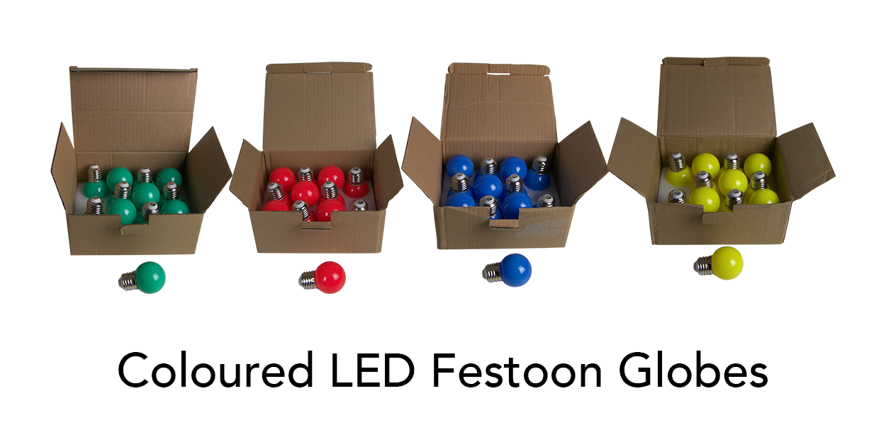Coloured LED Festoon Globes Now Available