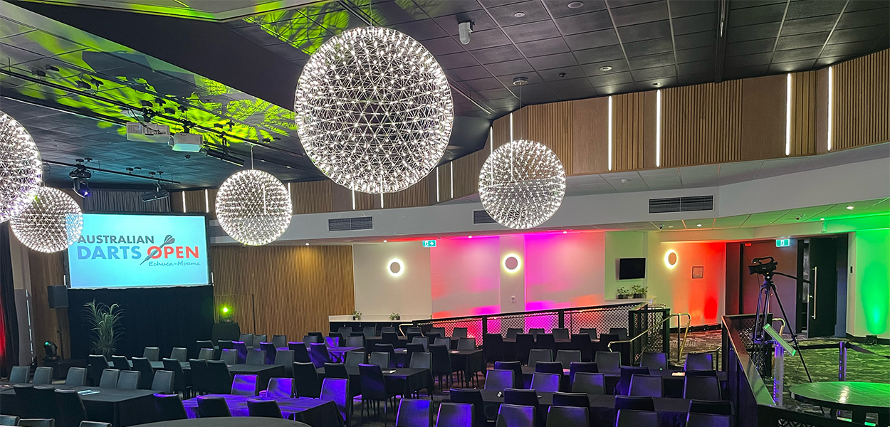 Event Lighting utilised at the 2023 Australian Darts Open in Moama
