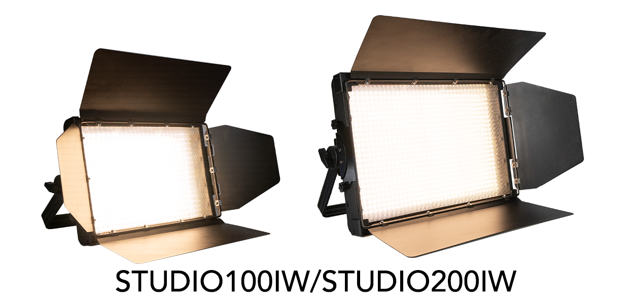 New Event Lighting STUDIO100IW/200IW Tuneable White LED Panel with Barn Doors