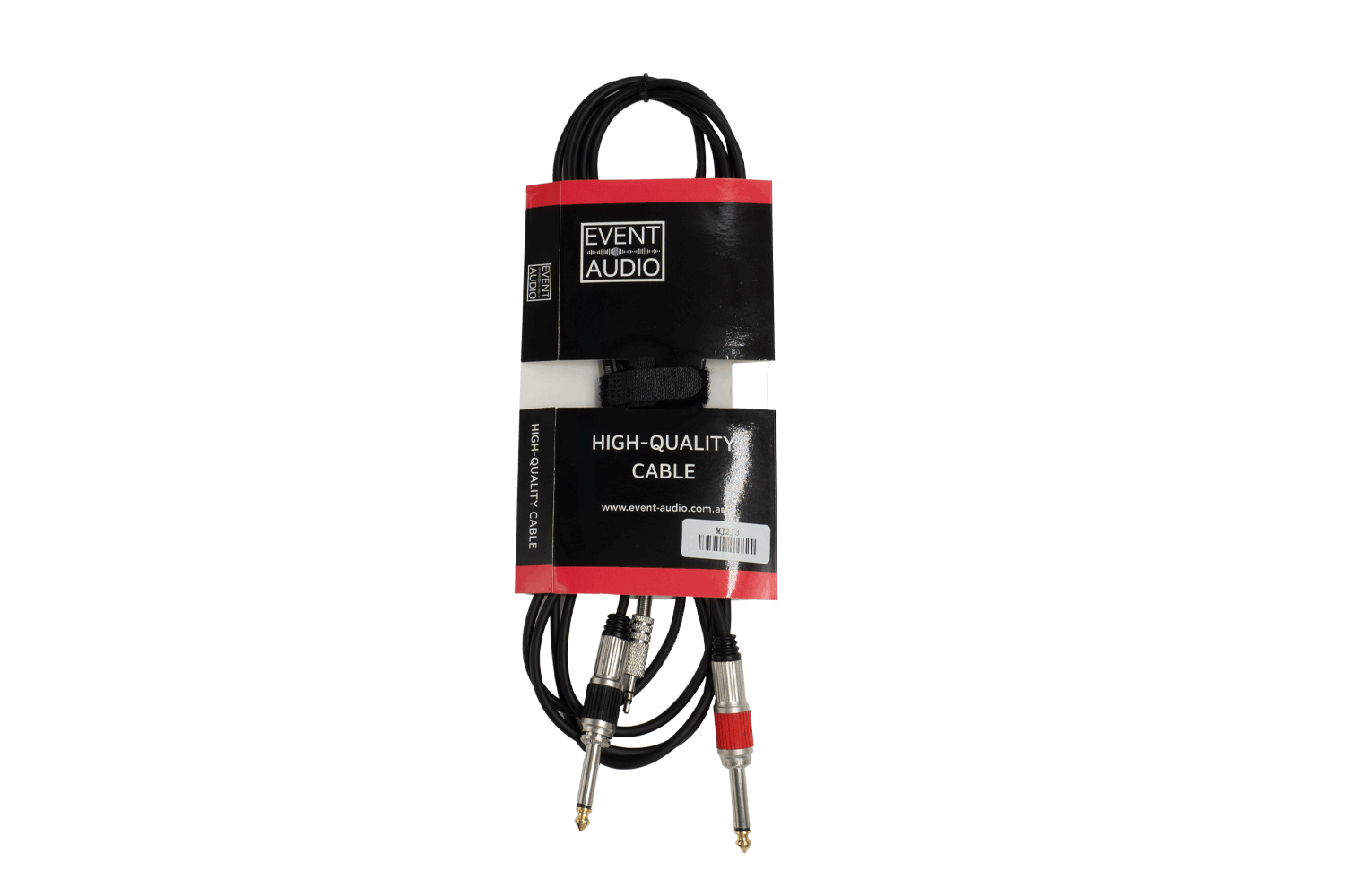 Event Audio MJ2J3 - 3m 2x Jack Male to Mini Jack Male Signal Lead - Red and Black Ring packaged product 