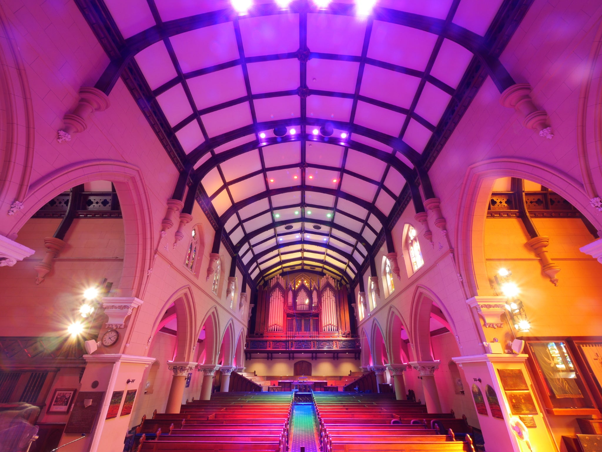 Event Lighting fixtures at Pilgrim Church