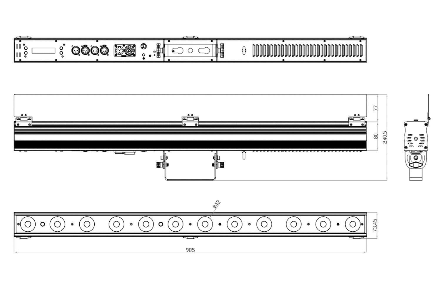 PIXBAR12VW - 12 x 6W CW/WW/A Pixel Control Bar with barndoor