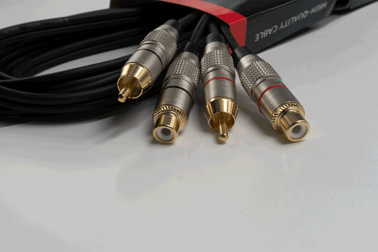 2RCA2RCAF5EL - 5m 2x RCA Male to Female Signal Lead - Red and Black Ring