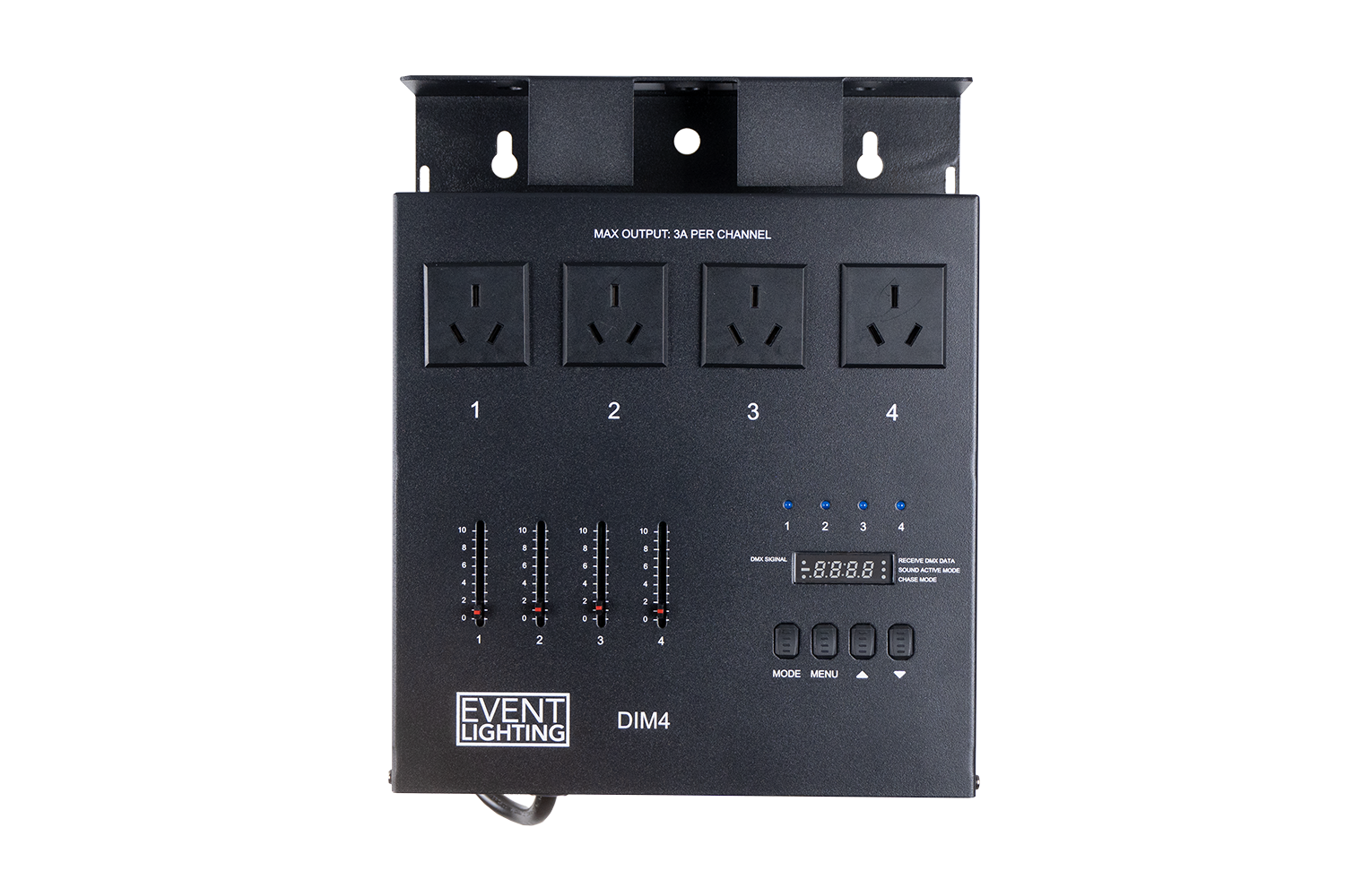Event Lighting DIM4 4 channel DMX dimmer/switch, front, off