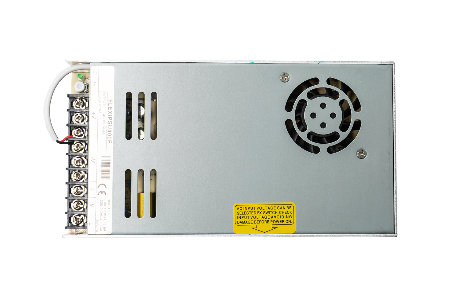 FLEXIPSU400F - power supply 400W, 24VDC output, Open frame style side view 