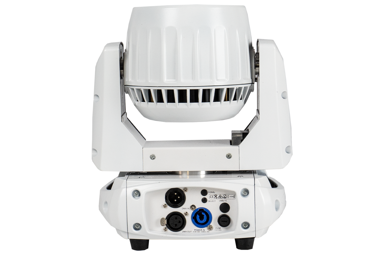 Event Lighting Lite LM6X15W 6x 15W LED RGBW Zoom Wash Moving Head (White Chassis) rear view