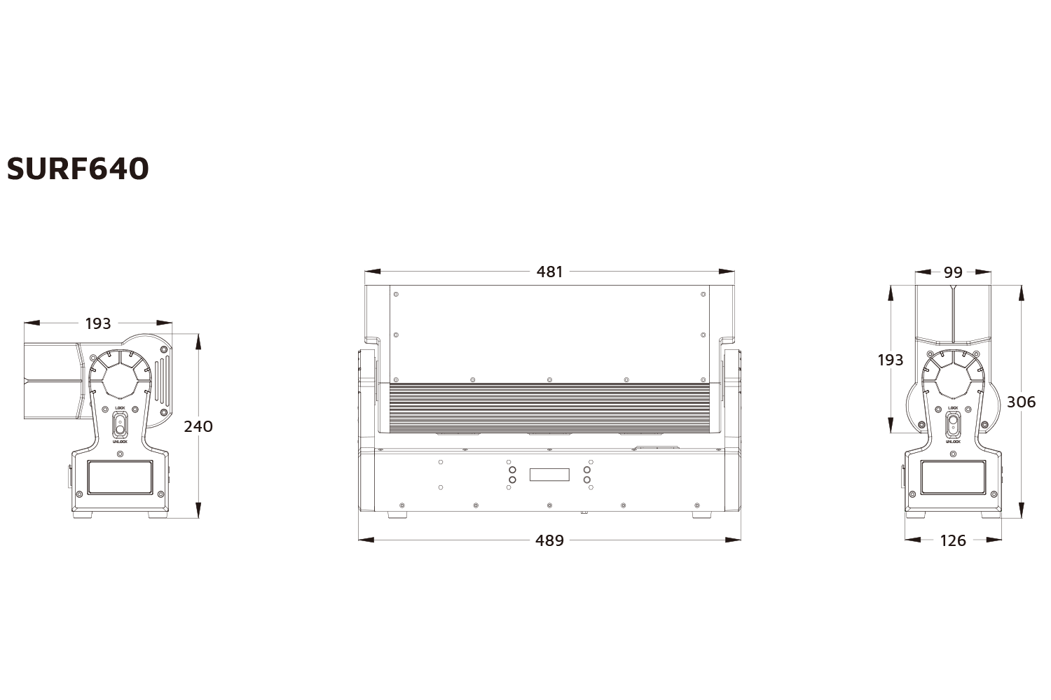 Event Lighting SURF640 Tilt Bar line drawing