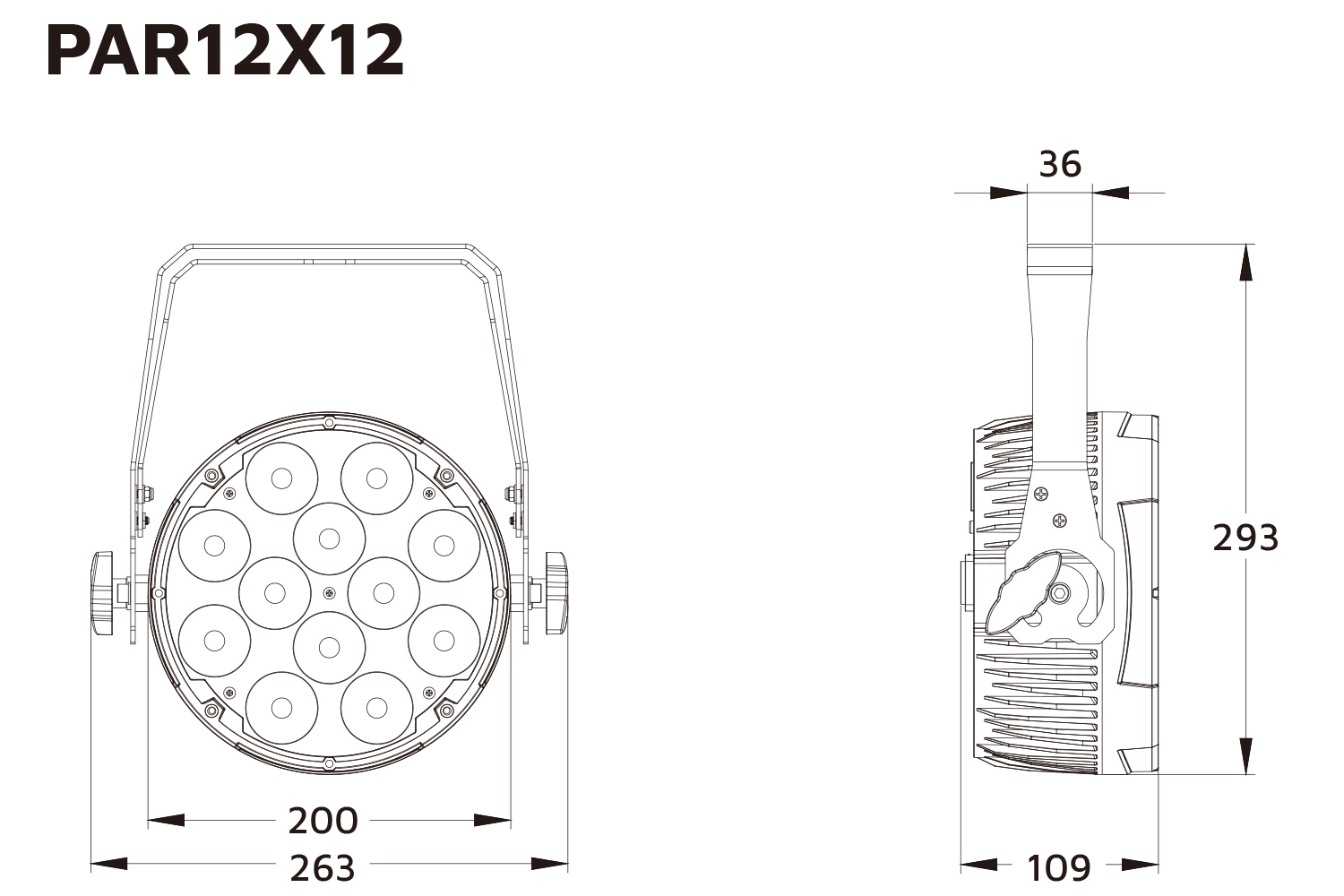 Event Lighting PAR12X12 parcan line drawing