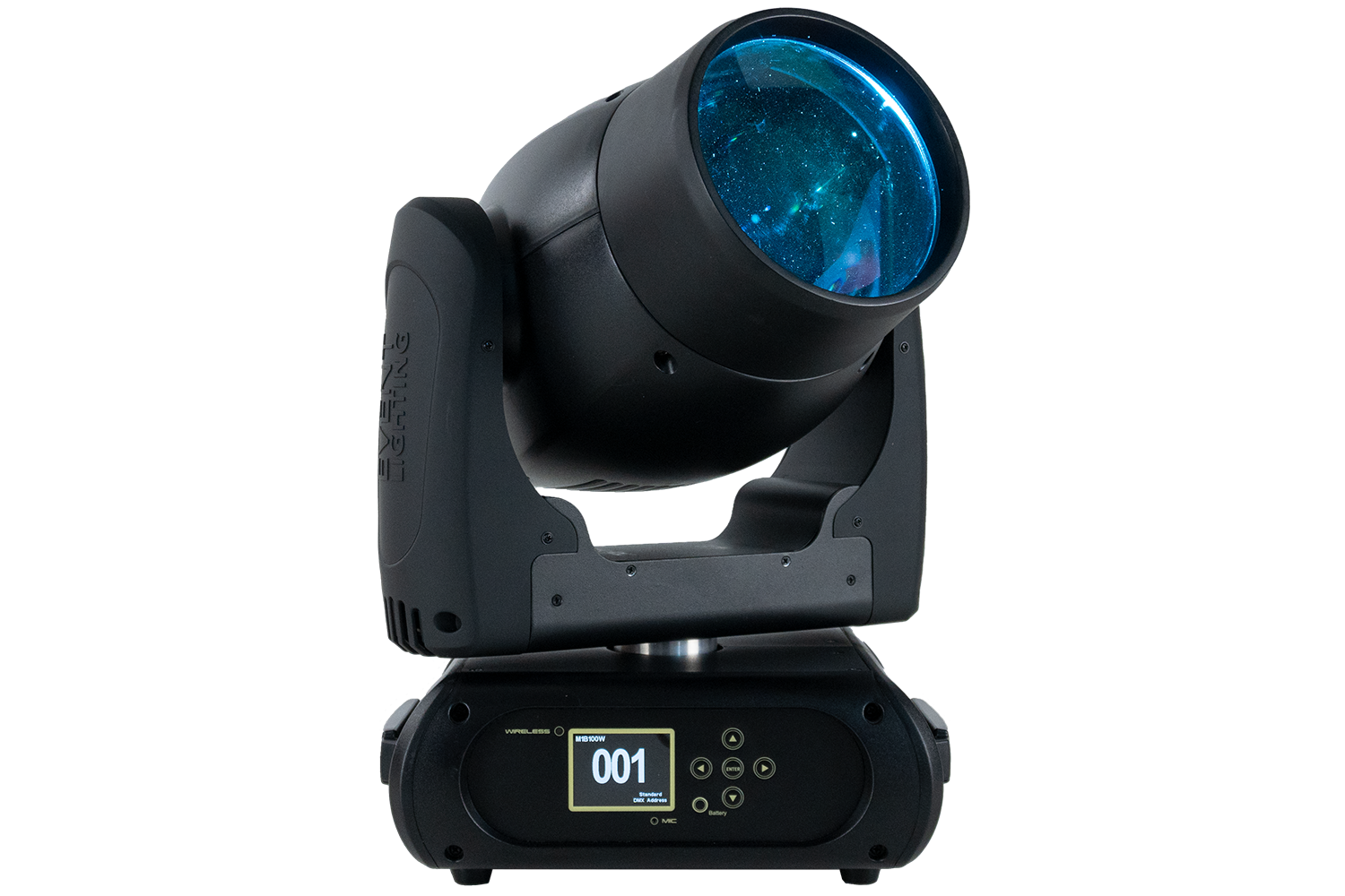 Event Lighting M1B100W Beam Moving Head, front, blue