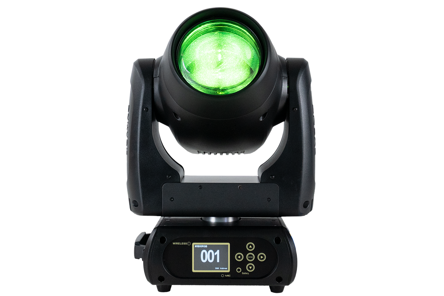 Event Lighting M1B50RGB beam moving head, front, green