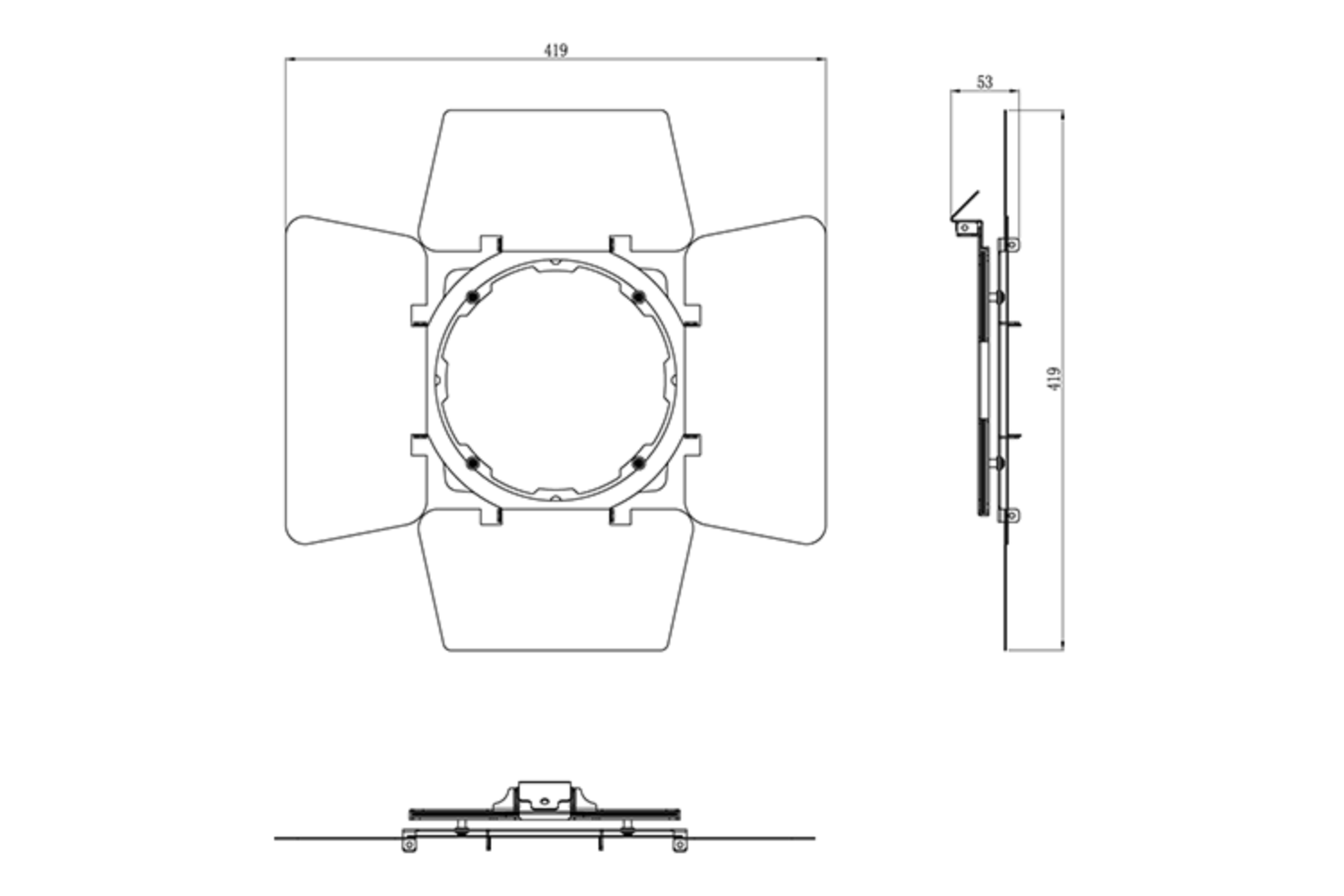 Event Lighting Rotatable Barn Door line drawing