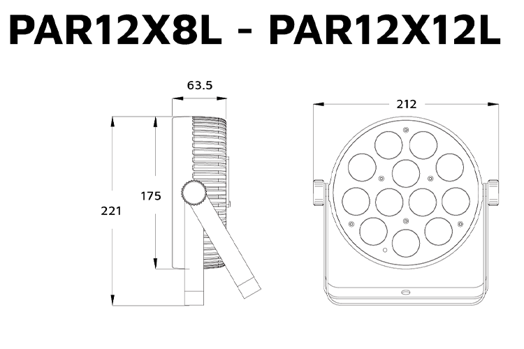 PAR12X8L - 12x8W LED RGBW Parcan with IR Remote