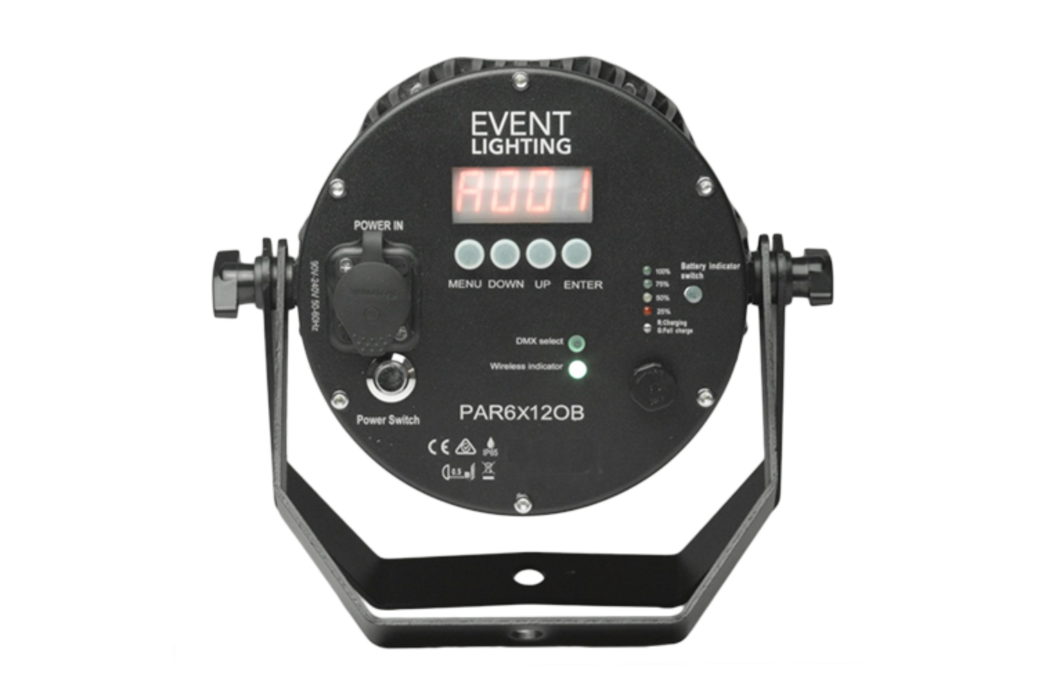 Event Lighting Outdoor Battery Parcan with wireless DMX, rear view