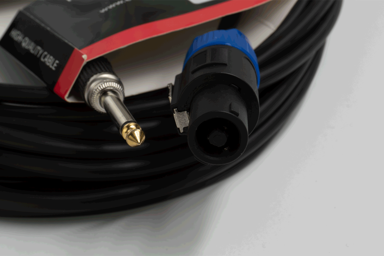 Event Audio SPKJ5 - 5m Speakon 4 Pin Male to Jack Male Speaker Lead - 1.5mm - Black Ring connectors 