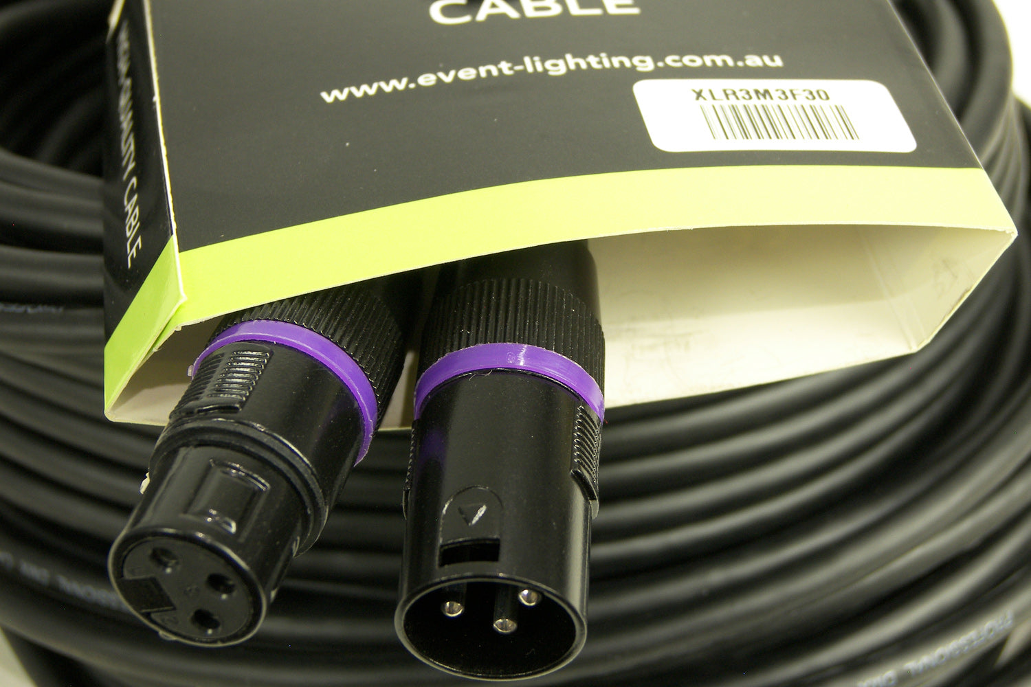 XLR3M3F30 - 3-pin DMX Cable (30m) - purple ring