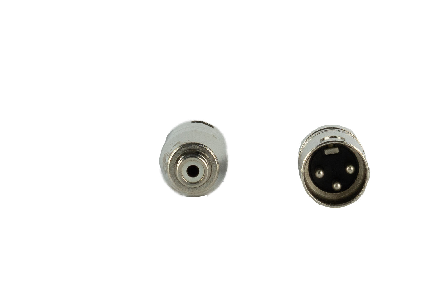 Event Audio XLRMRCAF - Pair of XLR 3 pin male to RCA female adaptors front view